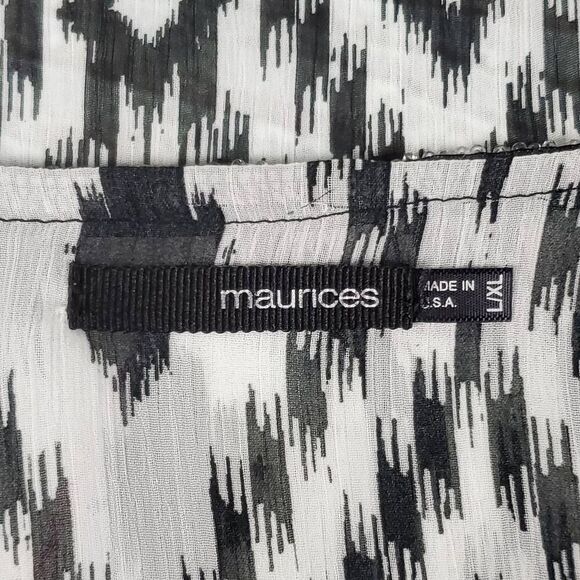 Maurices L/XL Black White Aztec Print Kimono Cardigan Beaded Trim Sheer Lightwei - Picture 5 of 9